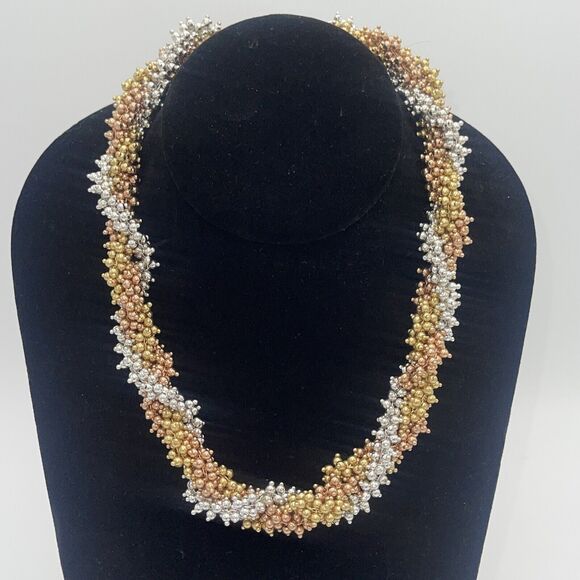 J. Crew Twisty Beaded Mixed Metal Necklace - Picture 2 of 5